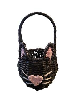 Taylor Madison Designs Black Cat Woven Shaped Basket 12" NEW